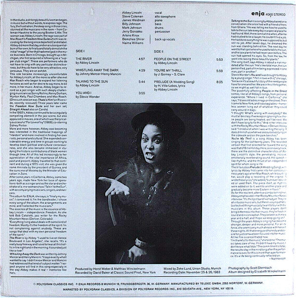 Abbey Lincoln : Talking To The Sun (LP, Album, DMM)