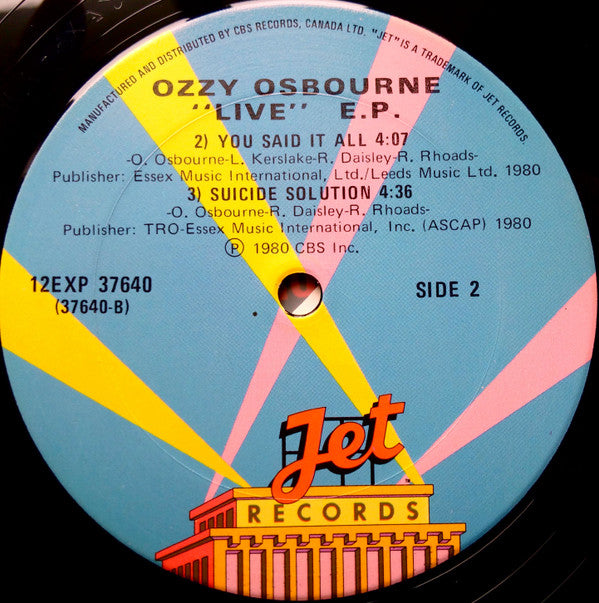 Ozzy Osbourne : Live E.P. (12", EP)