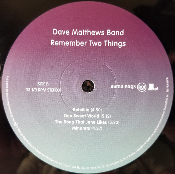 Dave Matthews Band : Remember Two Things (2xLP, Album, RE, 180)