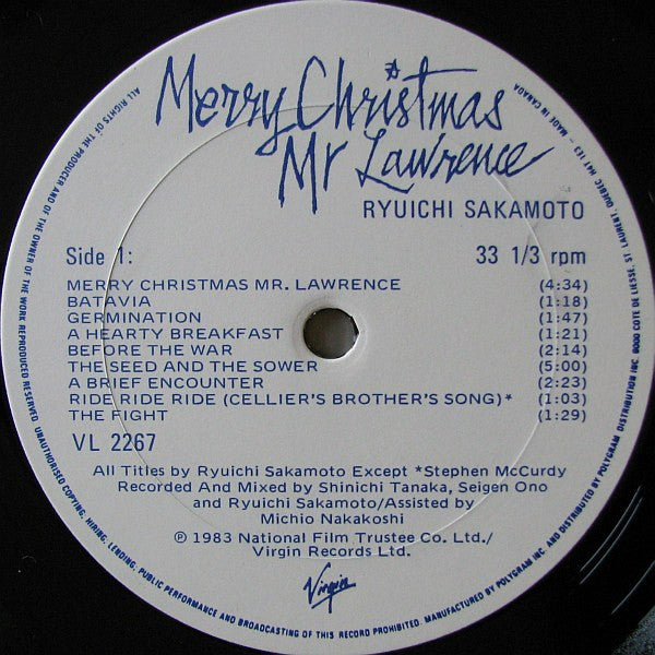 Ryuichi Sakamoto : Merry Christmas Mr Lawrence (Sound Track From The Motion Picture) (LP, Album)