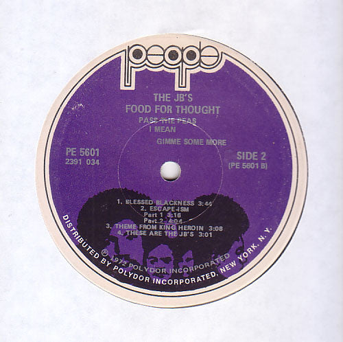 The J.B.'s : Food For Thought (Pass The Peas I Mean Gimme Some More) (LP, Album, Scr)