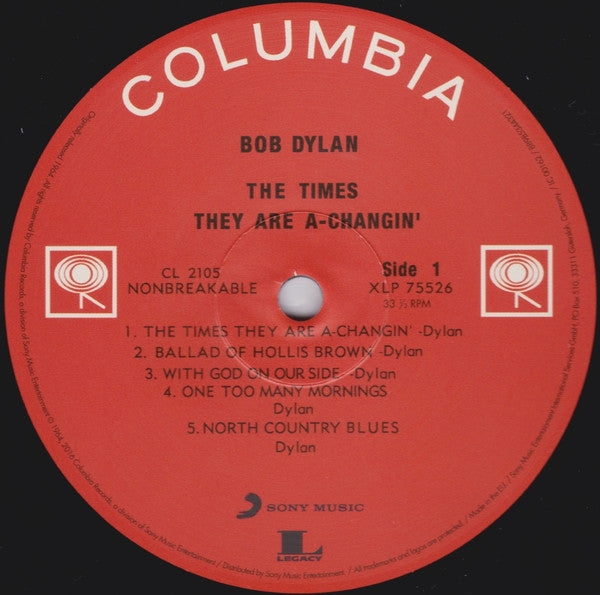 Bob Dylan : The Times They Are A-Changin' (LP, Album, Mono, RE, 180)