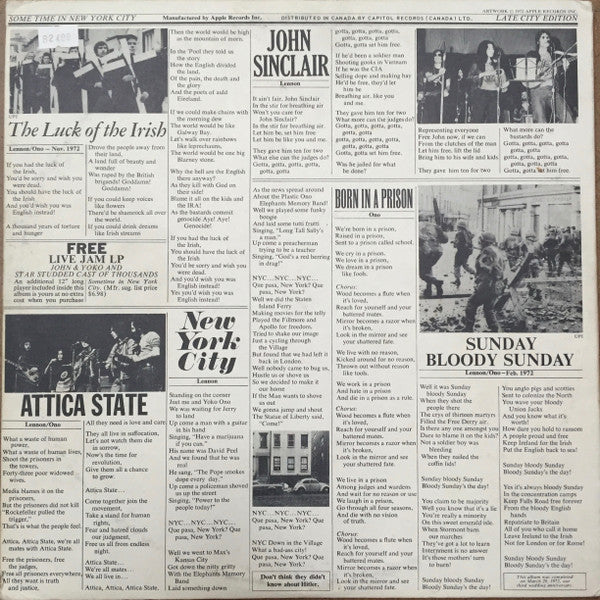 John Lennon & Yoko Ono / The Plastic Ono Band : Some Time In New York City (2xLP, Album, Mod)