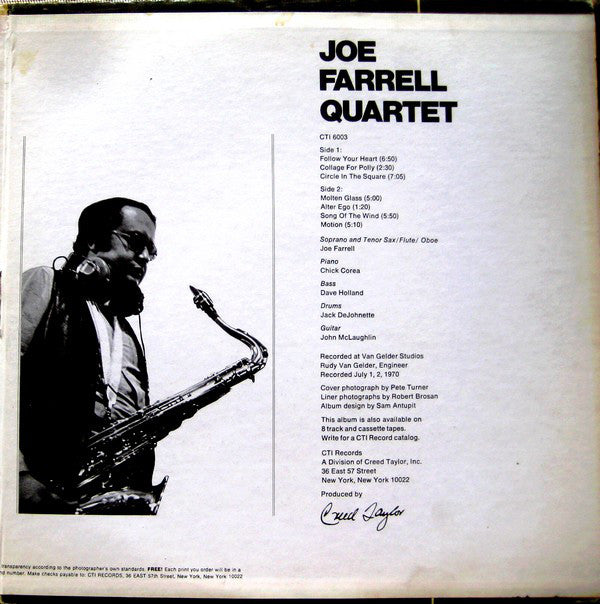 Joe Farrell Quartet : Joe Farrell Quartet (LP, Album, Gat)