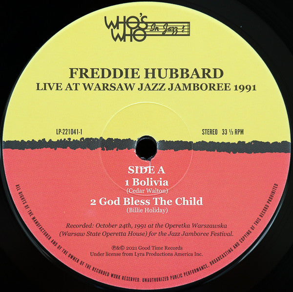 Freddie Hubbard : Live At Jazz Jamboree, Warszawa 1991 (A Tribute To Miles) (2xLP, Album, RSD, Ltd, Num)