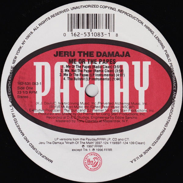 Jeru The Damaja : Me Or The Papes (12")