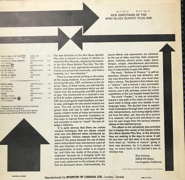 The Afro Blues Quintet Plus One : New Directions Of The Afro Blues Quintet Plus One (LP, Album)