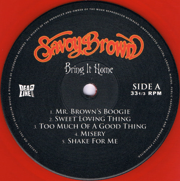 Savoy Brown : Bring It Home (LP, Album, Ltd, RE, Red)