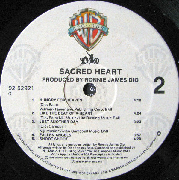 Dio (2) : Sacred Heart (LP, Album)