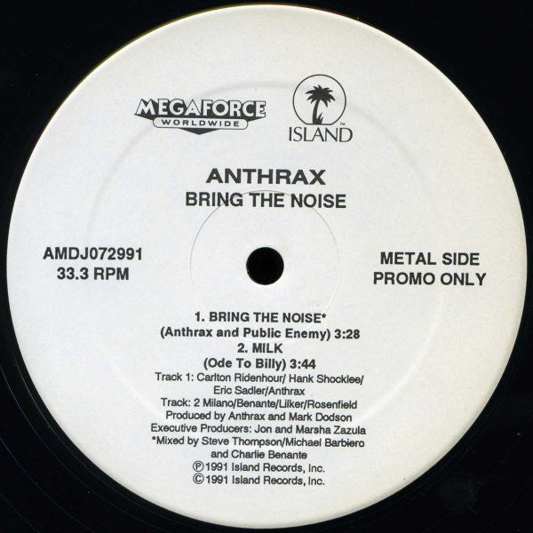 Anthrax, Public Enemy, Dream Warriors : Bring The Noise / Milk / Face In The Basin (12", Promo)