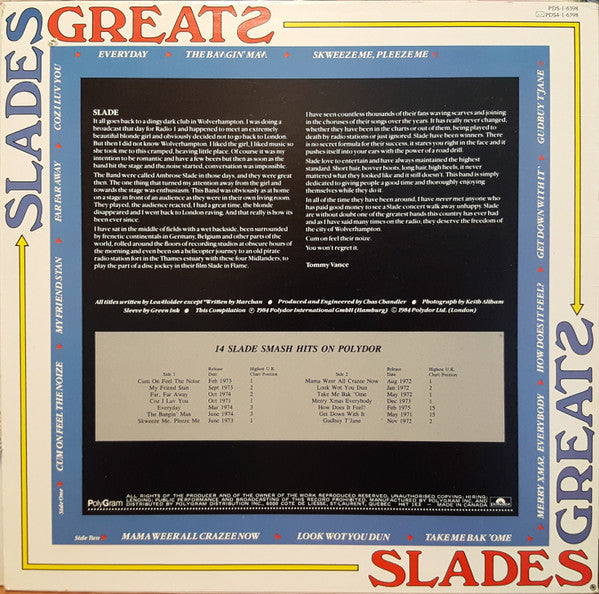 Slade : Slades Greats (LP, Comp)