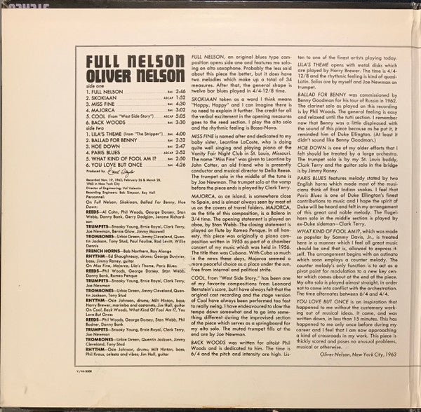 Oliver Nelson : Full Nelson (LP, Album, Mono)