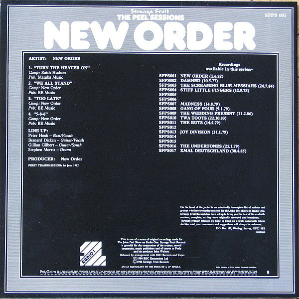 New Order : The Peel Sessions (12", EP)