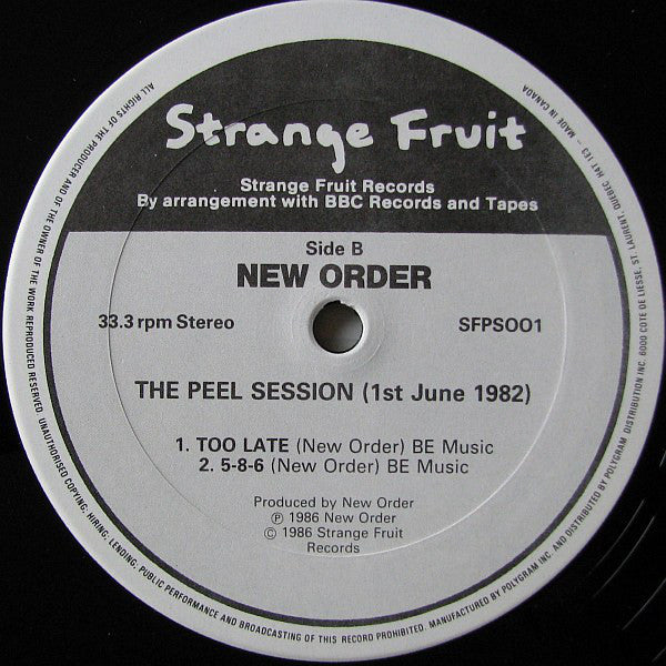 New Order : The Peel Sessions (12", EP)