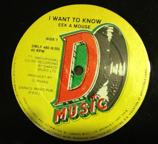 Eek A Mouse* : I Want To Know (12")