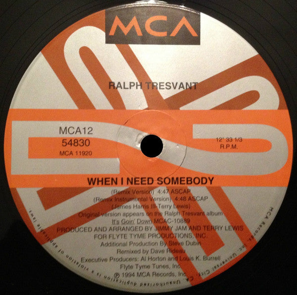 Ralph Tresvant : When I Need Somebody (12")