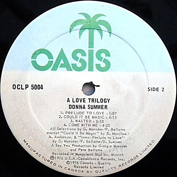 Donna Summer : A Love Trilogy (LP, Album, P/Mixed)
