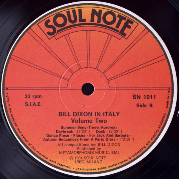 Bill Dixon : In Italy - Volume Two (LP, Album)