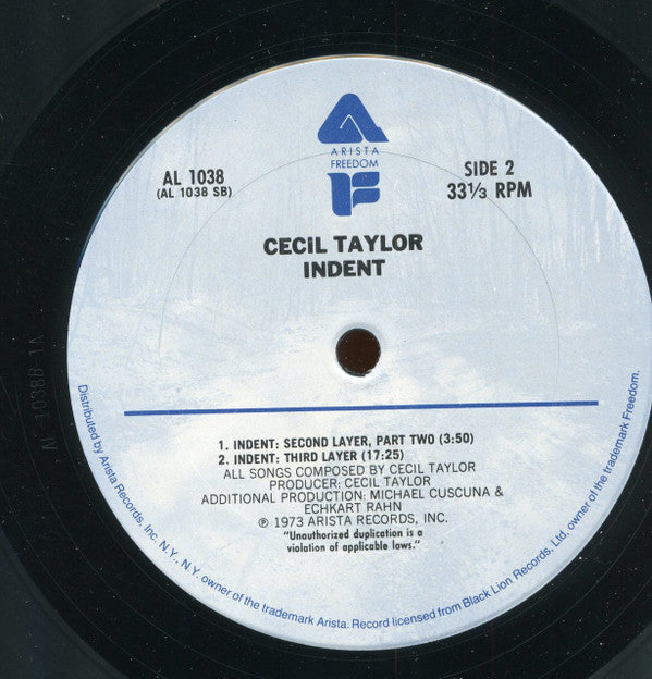 Cecil Taylor : Indent (LP, Album, RE)
