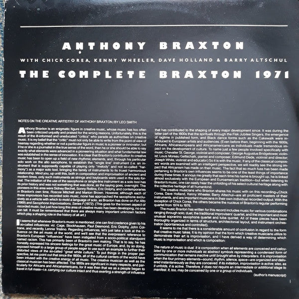Anthony Braxton : The Complete Braxton 1971 (2xLP, Album, RE)