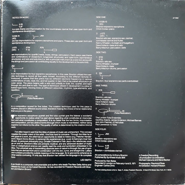 Anthony Braxton : The Complete Braxton 1971 (2xLP, Album, RE)