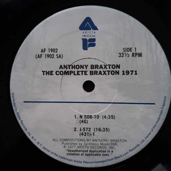 Anthony Braxton : The Complete Braxton 1971 (2xLP, Album, RE)