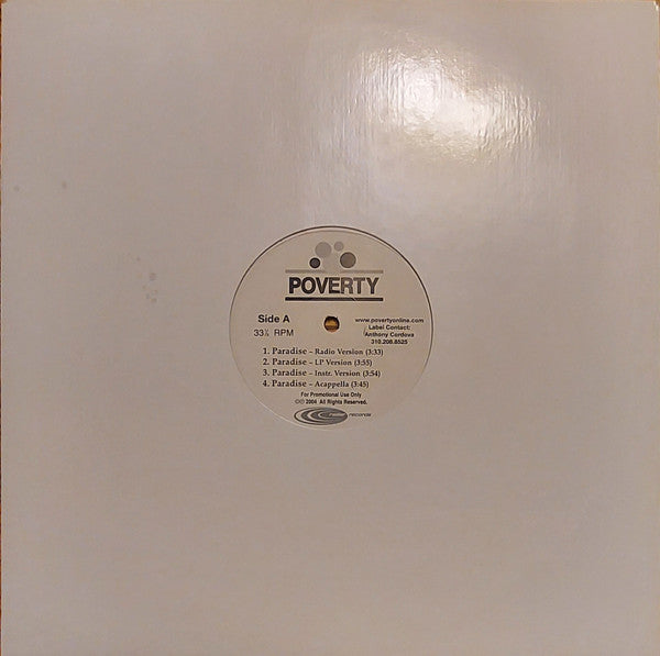 Poverty (2) : Paradise / My Turn (12", Single, Promo)