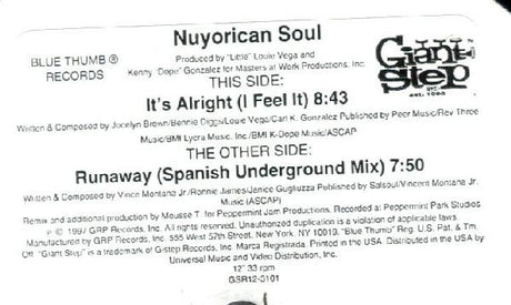 Nuyorican Soul : It's Alright (I Feel It) / Runaway (12", W/Lbl, Sta)