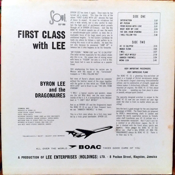 Byron Lee And The Dragonaires : First Class With Lee (LP, Album, Lam)