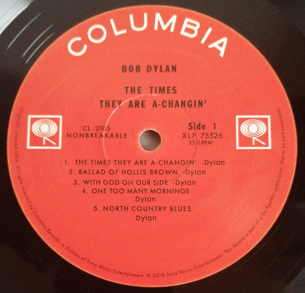 Bob Dylan : The Times They Are A-Changin' (LP, Album, Mono, RE, 180)