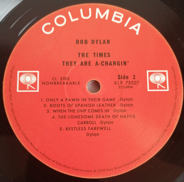 Bob Dylan : The Times They Are A-Changin' (LP, Album, Mono, RE, 180)