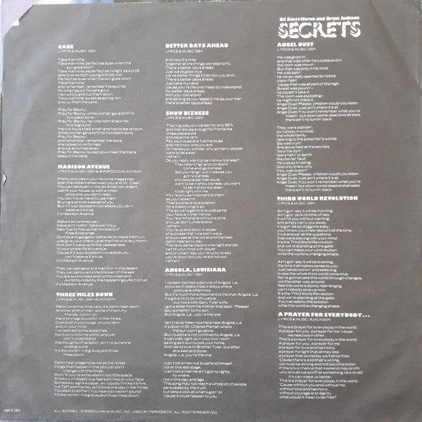 Gil Scott-Heron & Brian Jackson : Secrets (LP, Album, San)