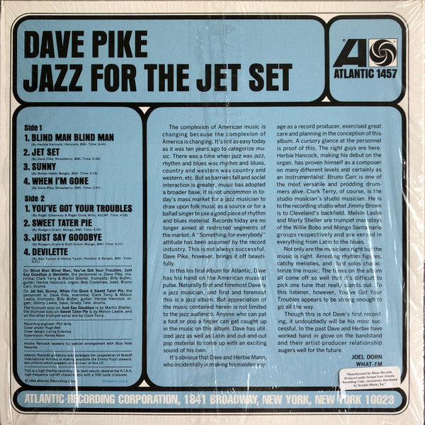 Dave Pike : Jazz For The Jet Set (LP, Album, RE)