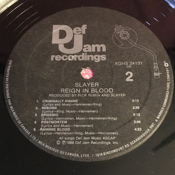 Slayer : Reign In Blood (LP, Album, MP)