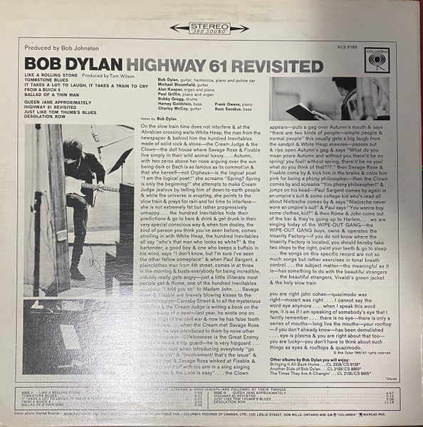 Bob Dylan : Highway 61 Revisited (LP, Album, RE)