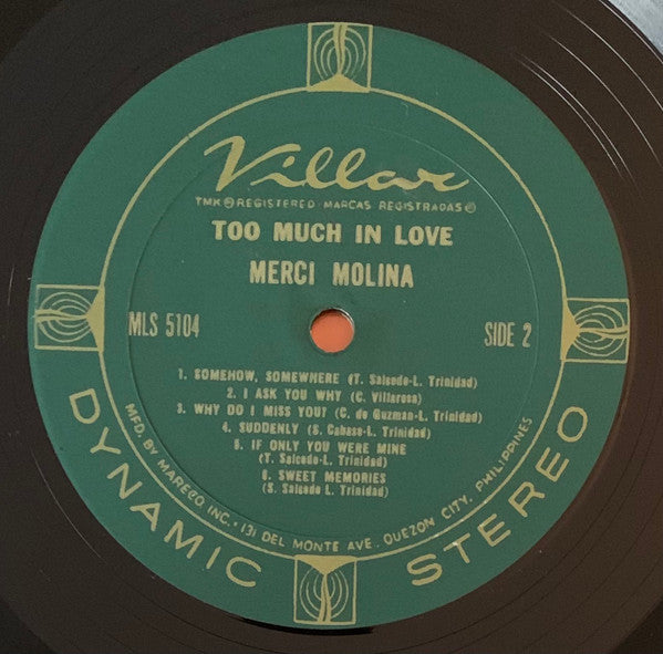 Merci Molina : Too Much In Love (LP, Album)