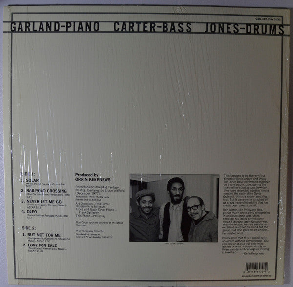 Red Garland / Ron Carter / "Philly" Joe Jones : Crossings (LP, Album, RE, RM)