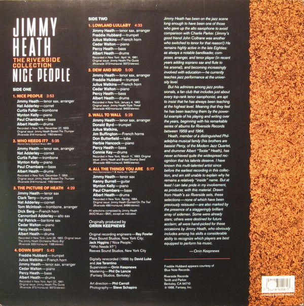 Jimmy Heath : Nice People - The Riverside Collection (LP, Comp, RM)