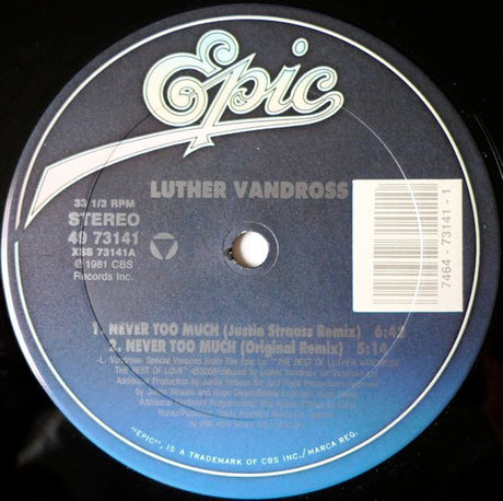 Luther Vandross : Never Too Much (12")
