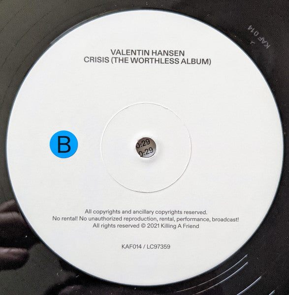 Valentin Hansen : Crisis (The Worthless Album) (LP, Album)