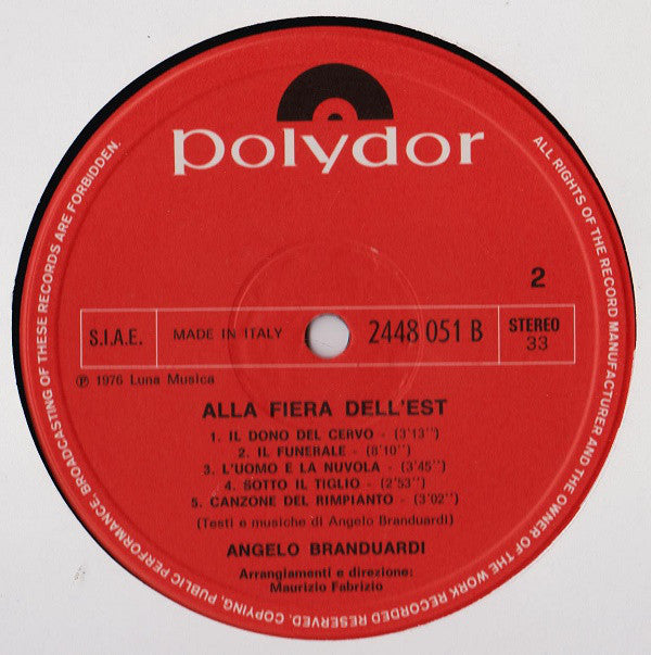 Angelo Branduardi : Alla Fiera Dell'Est (LP, Album, Gat)