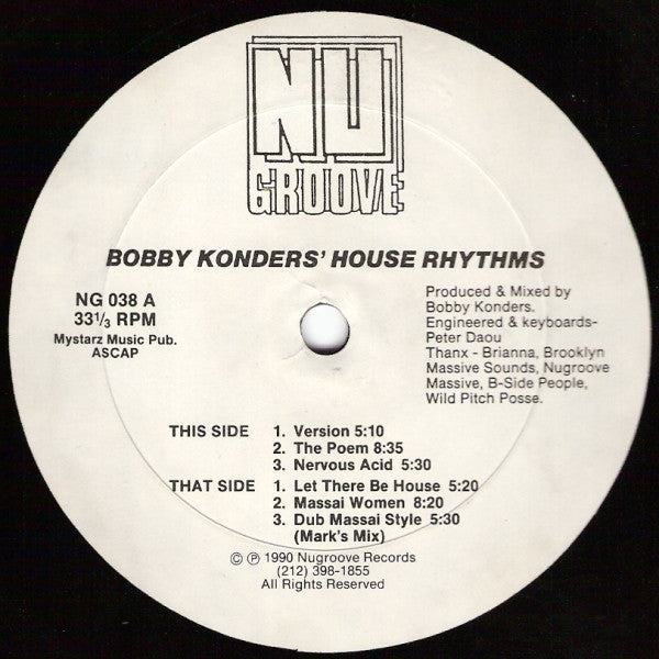 Bobby Konders : House Rhythms (12")