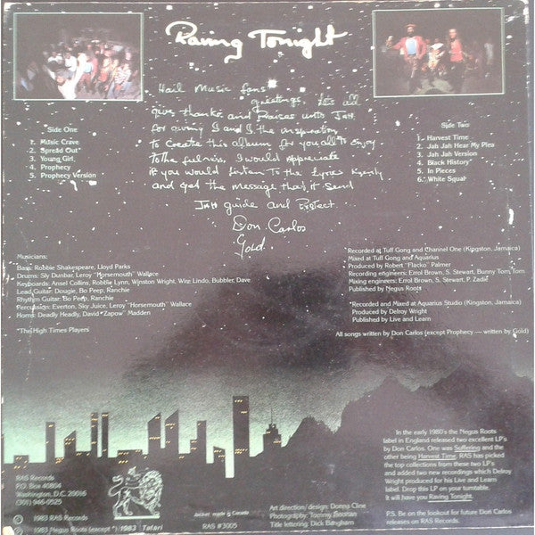 Don Carlos (2) And Gold (2) : Raving Tonight (LP, Comp)