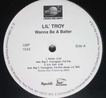 Lil' Troy : Wanna Be A Baller (12", Promo)