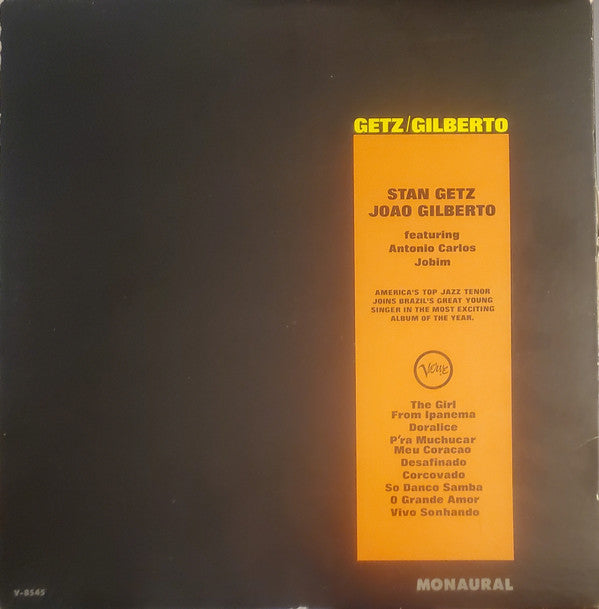 Stan Getz / João Gilberto Featuring Antonio Carlos Jobim : Getz / Gilberto (LP, Album, Mono)