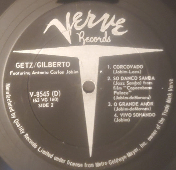 Stan Getz / João Gilberto Featuring Antonio Carlos Jobim : Getz / Gilberto (LP, Album, Mono)