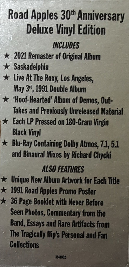 The Tragically Hip : Road Apples (30th Anniversary Deluxe Vinyl Edition) (LP, Album, RE, RM + 12", EP, RE + 2xLP, Album + LP)