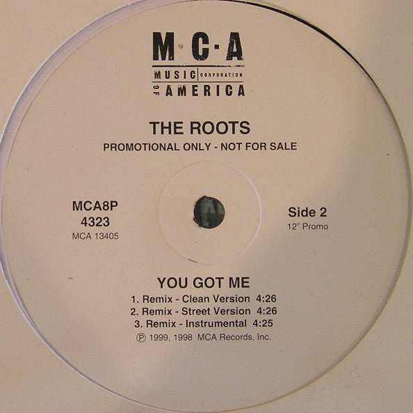 The Roots Featuring Erykah Badu : You Got Me (12", Promo)