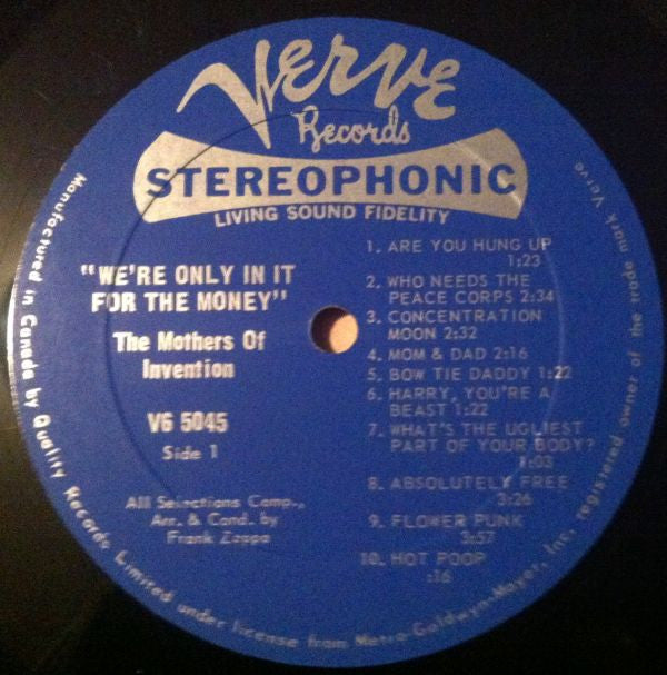 The Mothers : We're Only In It For The Money (LP, Album, Gat)