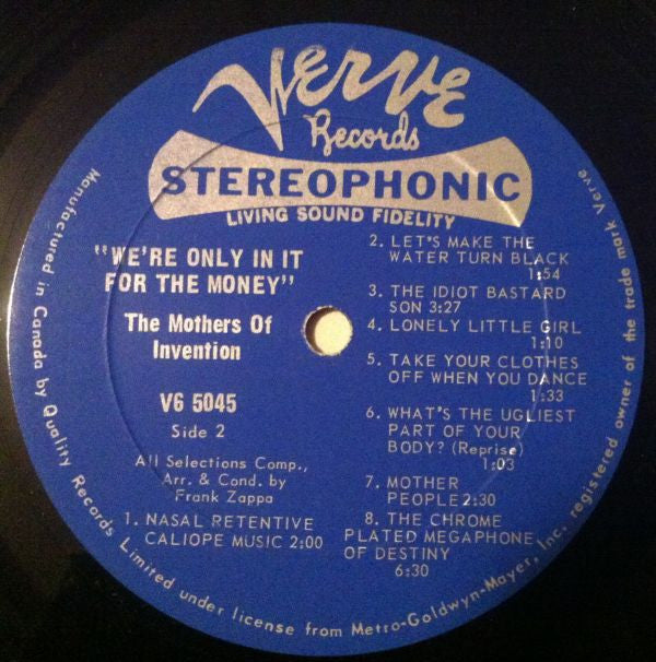 The Mothers : We're Only In It For The Money (LP, Album, Gat)
